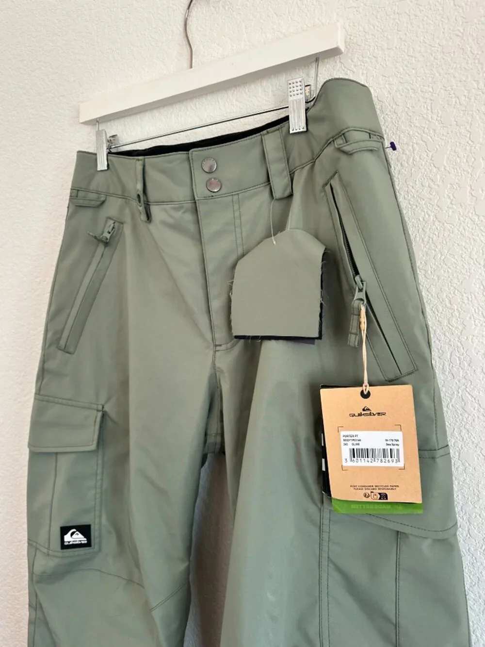 NWT Quicksilver Ski / Snowboard Pants, Olive Green, Medium